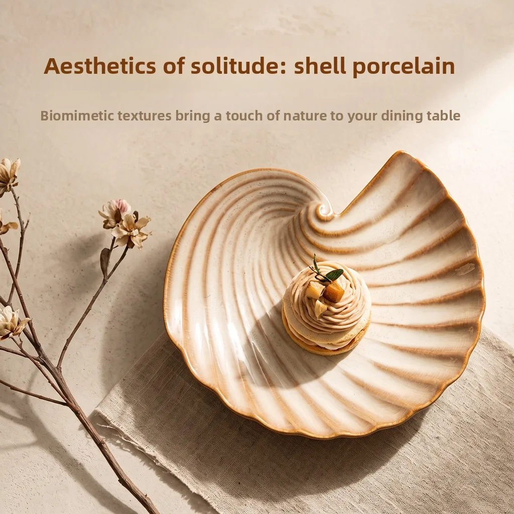 Ceramic Shell Plate High Value Multi-functional Household Tableware Easy Clean Aesthetic Practical Pose Dessert Bread Plates