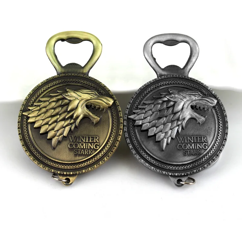 Thrones Wolf Head Game Pendants Keychain Bottle Opener Animal Jewelry Backpack Accessories Gifts Souvenir Club Bar Must-have，New