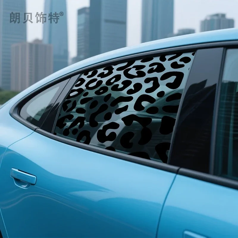 2Pcs 57x32cm Leopard Print Cheetah Pattern Car Window Stickers Waterproof Vinyl Decal For SUV Sedan Rear Side Window