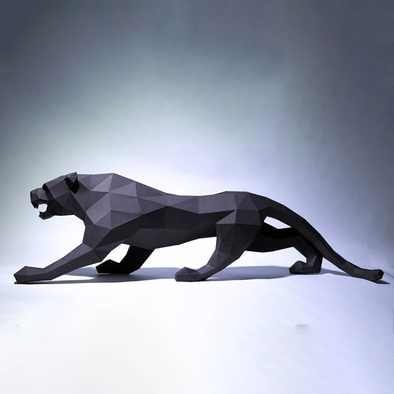 95cm Fierce Leopard 3D Paper Model Home Decor Living Room Floor Decoration Animal Ornaments Papercraft DIY Puzzles Hand Made Toy