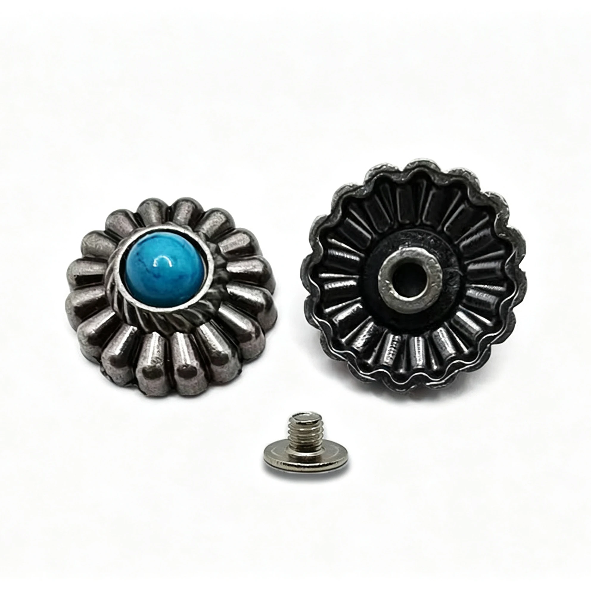 10 Stück Retro-Blumennieten, Chrysanthemen-Abzeichen, dekorative Metallknöpfe mit Schraubverschluss, Schnallen für DIY-Taschen und Kleidungszubehör – Detail 5