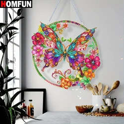 HOMFUN Acrylic Diamond Painting Kit - Animal Themed Butterfly Suncatcher with Shine Diamonds, Window Hanging Art for Home Decor