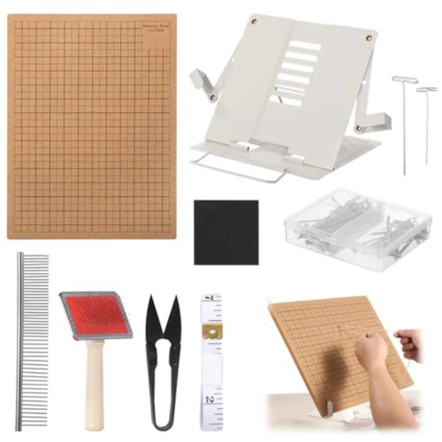 

106 PS Mrme ord Set with 12x16 Inh Mrme ord djustle Holder with T Pins Doule Sided Grids relet Mking ord with rush Sissor Ruler