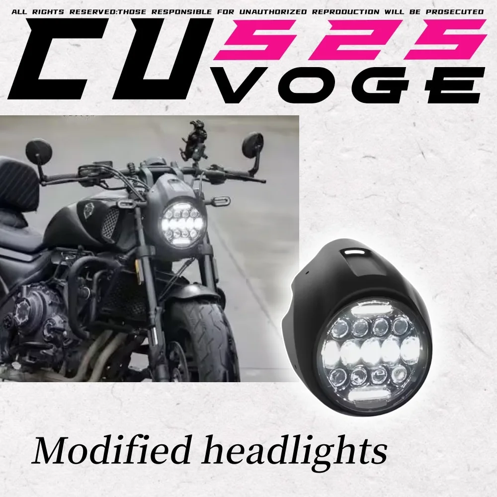 

For VOGE CU525 modified round headlight assembly dedicated straight up 7 inch LED round headlight pig head cover