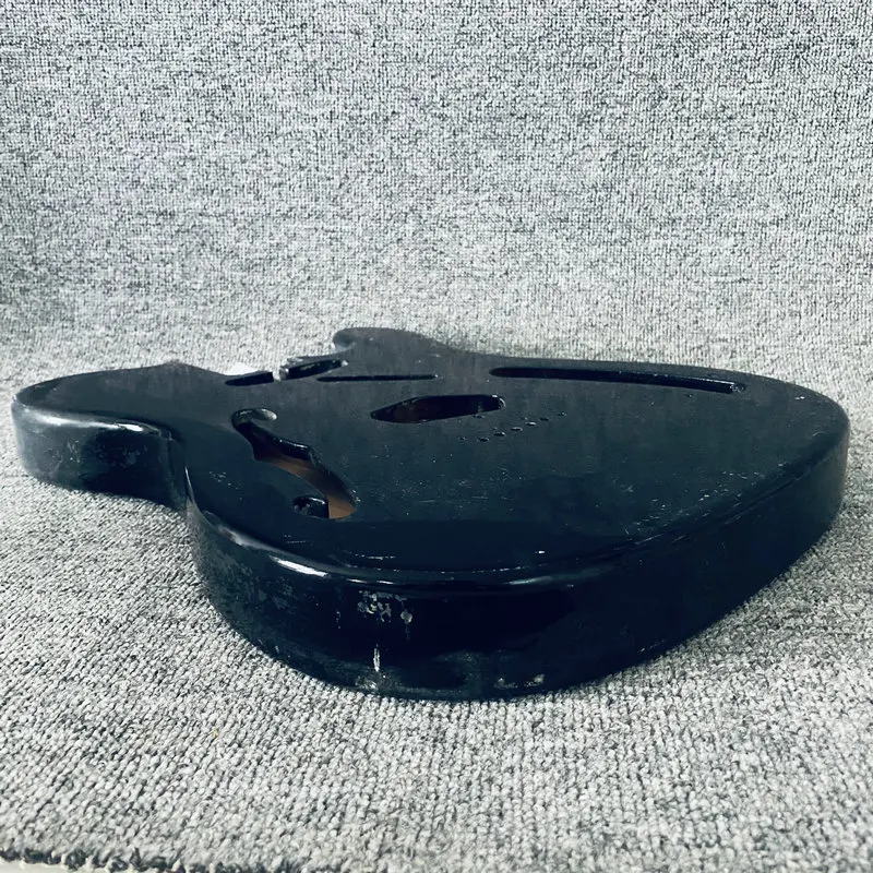 HB916 Semi Hollowbody TL Guitar Unfinished Tele Electric Guitar Body Black Color See Throu Right Hand with Damages for DIY