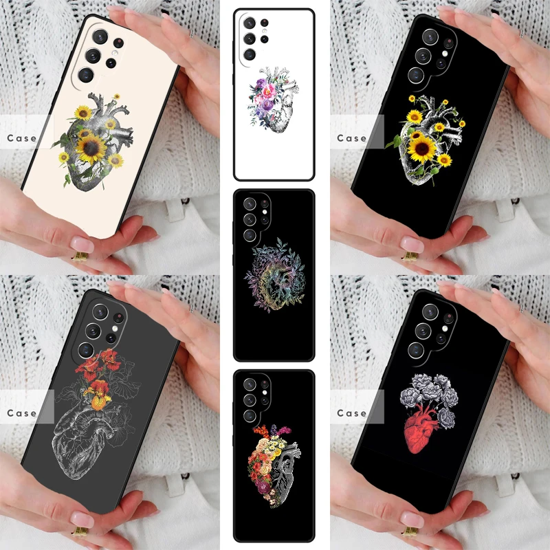 Flower Heart TPU Phone Case for Samsung Galaxy S26 S25 S24 S23 S22 S21 S20 Note10 Plus FE Ultra Cover