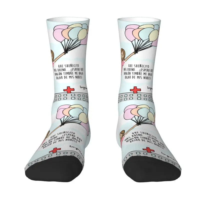 Kawaii Mens Enfermera En Apuros Doctor Nurse Medical Health Dress Socks Unisex Comfortable Warm 3D Printed Crew Socks