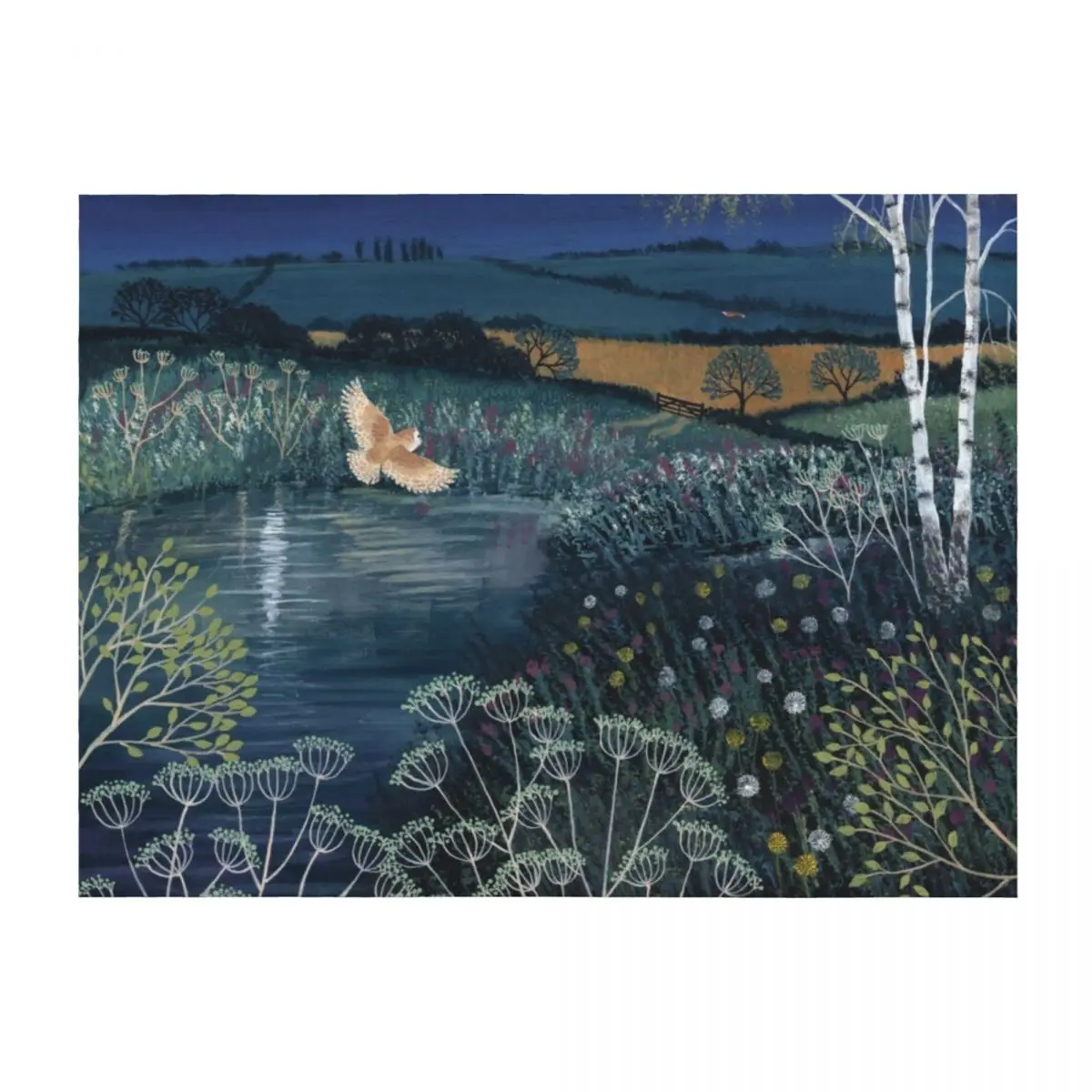 

Over Moonlit Pool Throw Blanket Plush Furry funny gift Blankets