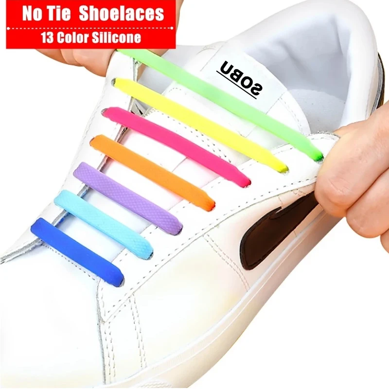 

16Pcs/Set Silicone Elastic Shoelaces Elastic Shoe Laces Special No Tie Shoelace for Men Women Lacing Rubber Zapatillas Child 12