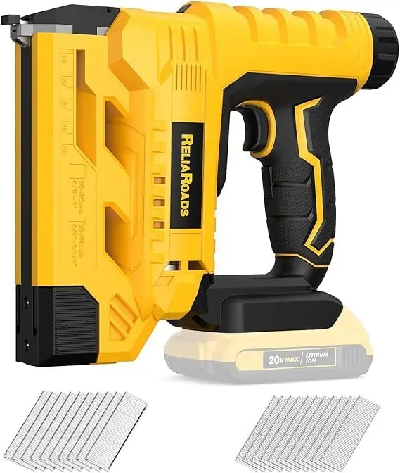 

2-in-1 Cordless Brad Nailer & Crown Stapler for 20V MAX Battery - Lightweight, 1600 Fasteners Included for DIY & Home Renovation