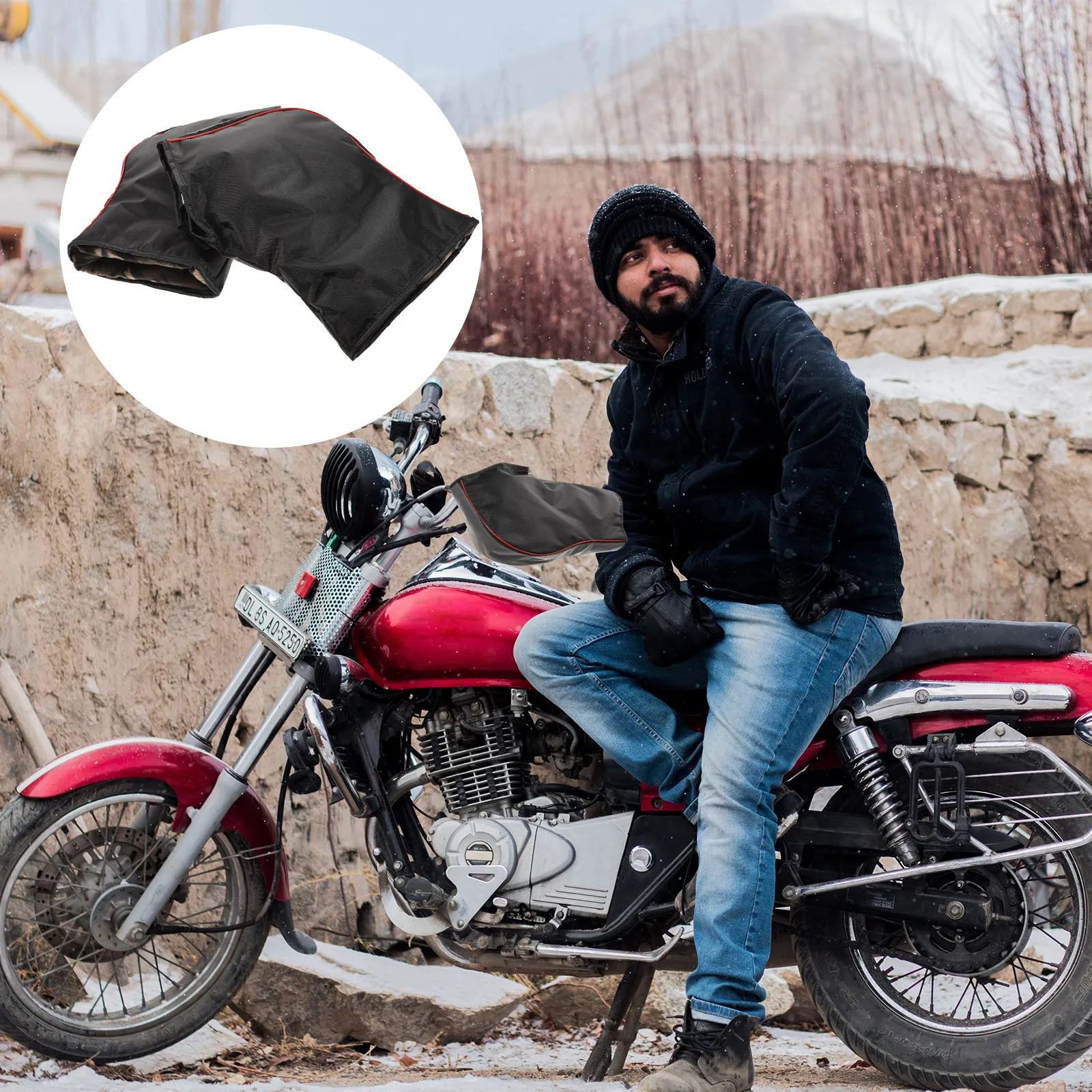 

1 Pair Motorcycle Handlebar Gloves Winter Warm Riding Gloves Reflective Snowmobile Atv Handlebar Mitts Cold Weather