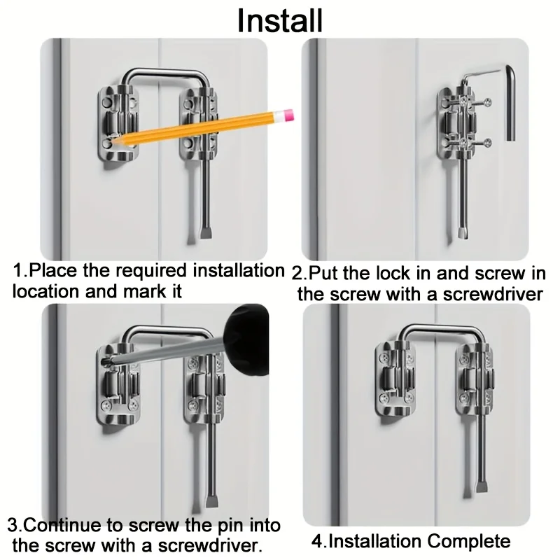 90/180 درجة سبائك الزنك قفل بمزلاج الباب ، فناء انزلاق الباب حلقة أقفال ، الأبواب العالمية الترباس ، بوابة مكافحة سرقة مشبك غلق بمشبك الأجهزة #6