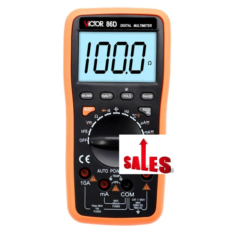 

VICTOR 86D 5999 Counts High Accuracy Auto Range True RMS Pocket Digital Multimeter with USB interface Make In China