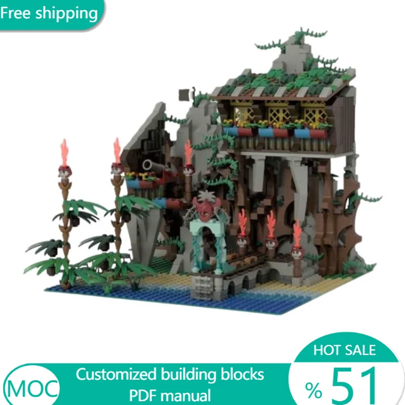 

701 деталь: Средневековый пиратский домик на дереве, модульный конструктор MOC, креативный набор для сборки, технологичные кирпичики, подарок для мальчиков на праздники