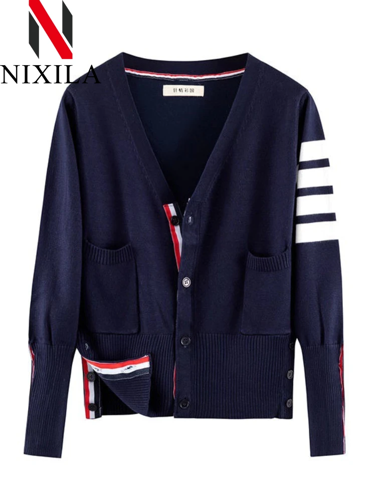 Spring  Autumn Kint Cardigan Women Korean Fashion Loose Couple Sweater Jacket Vintage Elegance College Coat for Women Clothing