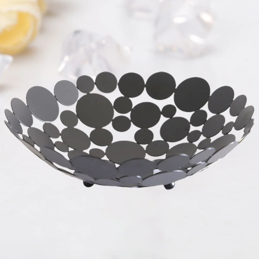 

Fruit Plate Hollow Round Petals Shaped Storage Basket Iron Dish Metal Vegetable Holder