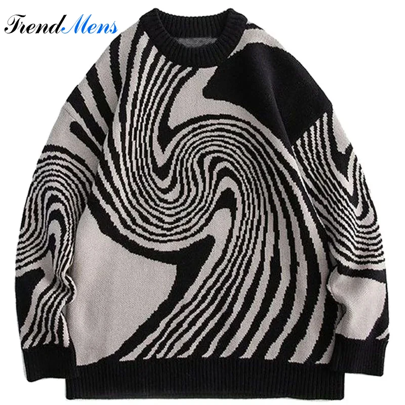 

Harajuku Retro Jumper Knit Sweater Men Winter Oversized Korean Pullover Women Y2K Letter Pattern Sweater Knitted Streetwear Tops