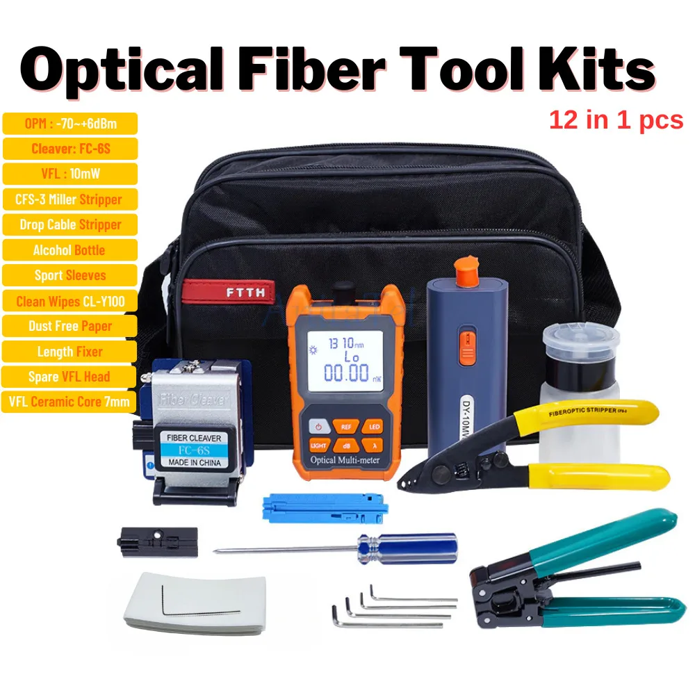 Imagem -02 - Mini Ftth Fibra Óptica Tool Kit com Fibra Cleaver70+ 10dbm Medidor de Energia Óptica Visual Fault Locator Toolkit 10mw