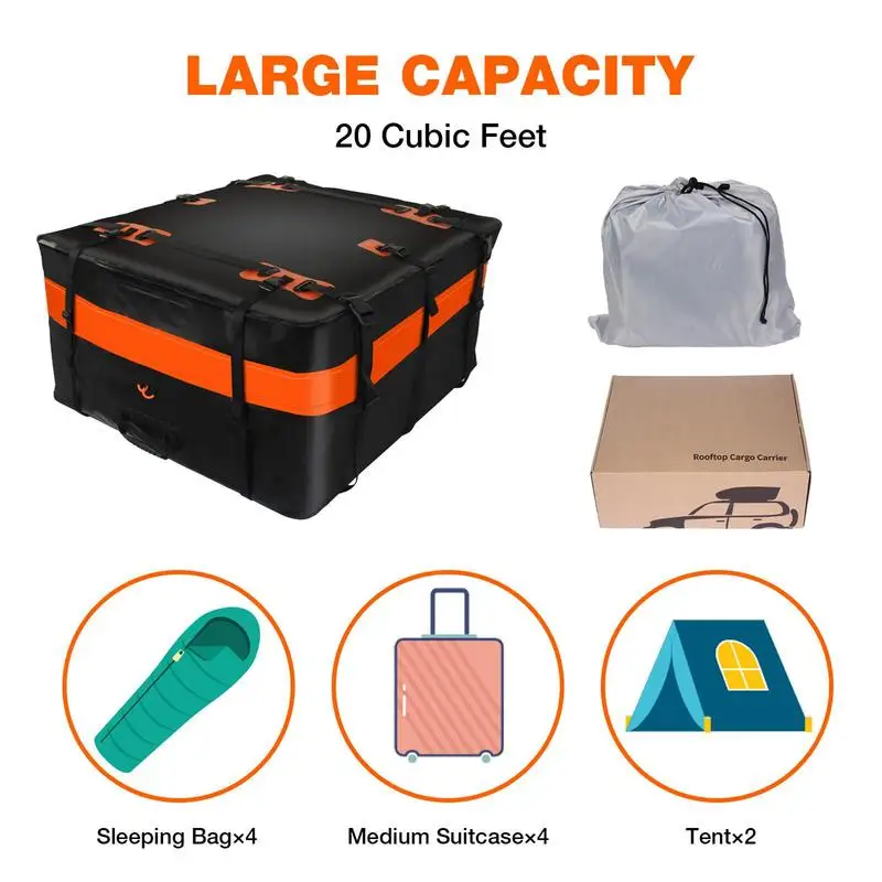 Car Top Carrier Waterproof Foldable Rooftop Cargo Bag For Cars With Or Without Racks Storage Bag Car Travel Bag For Outdoor