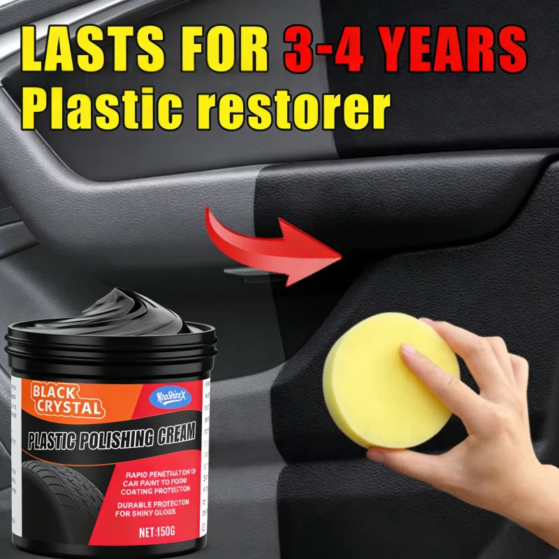 300g Plastic & Rubber Repair Paste - Black Crystal Polish for Car Scratches, Tire Shine & Interior Renewal, Anti-Aging & Fade