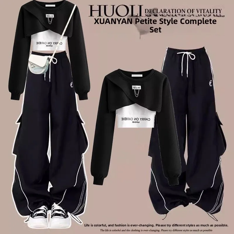 Modern Dance Performance Outfit Jazz Dance Street Dance Set Spring Autumn Clothing Kpop Style Long Sleeve round Neck Top
