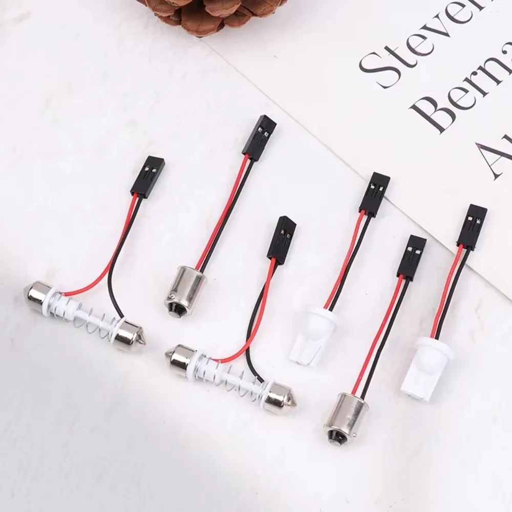 T10 BA9S Festoon Car Light Adapter Pink Connector Wire Universal LED Bulb Adapter Wire Cables Conversion Cable