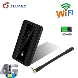 TIANJIE 3G 4G Modem Router WiFi External Antenna TS Port Pocket Mobile Sim Card High Speed Unlocked Cat4 for Car Home Travell