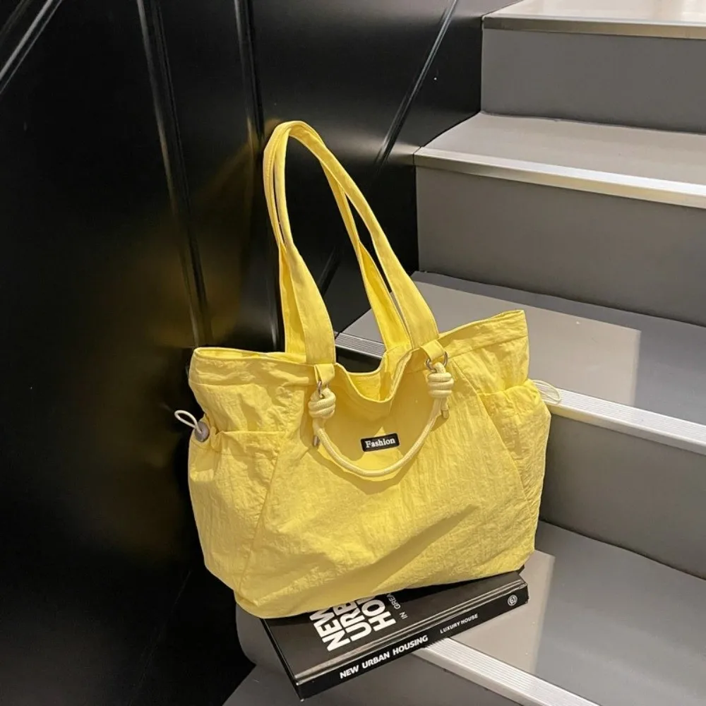 

Trendy Solid Color Women's Totes Bag Casual Versatile Nylon Shoulder Bag Large Capacity Zipper Commuting Handbag Female