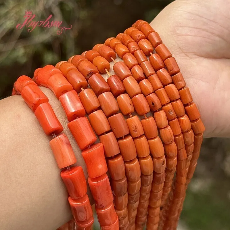 

Orange Coral Heishi Column Olivary Natural Stone Spacer Beads 15 Inch for DIY Charm Needlework Accessories Necklace Bracelet