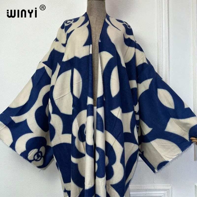 WINYI 2024 winter coat Africa women retro print Warm Long Sleeve loose Fashion Street Coat sweater Women Knitted Female Cardigan