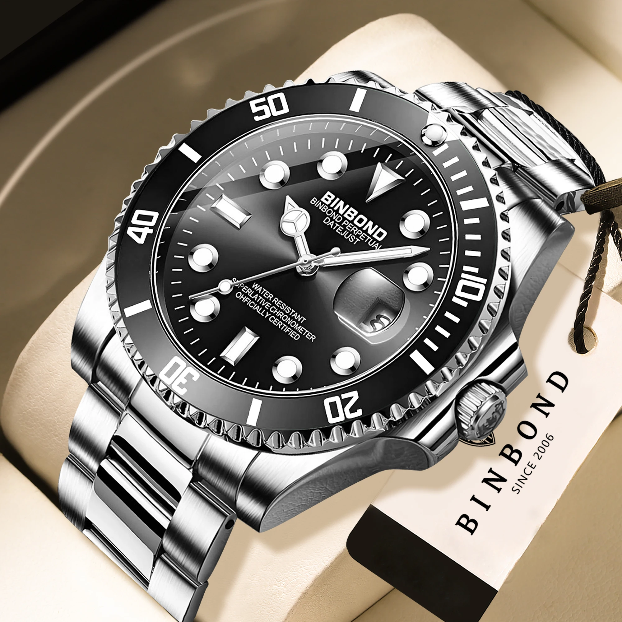 BINBOND, relojes de cuarzo de  - Luxury Watch Mockup reseña y precio