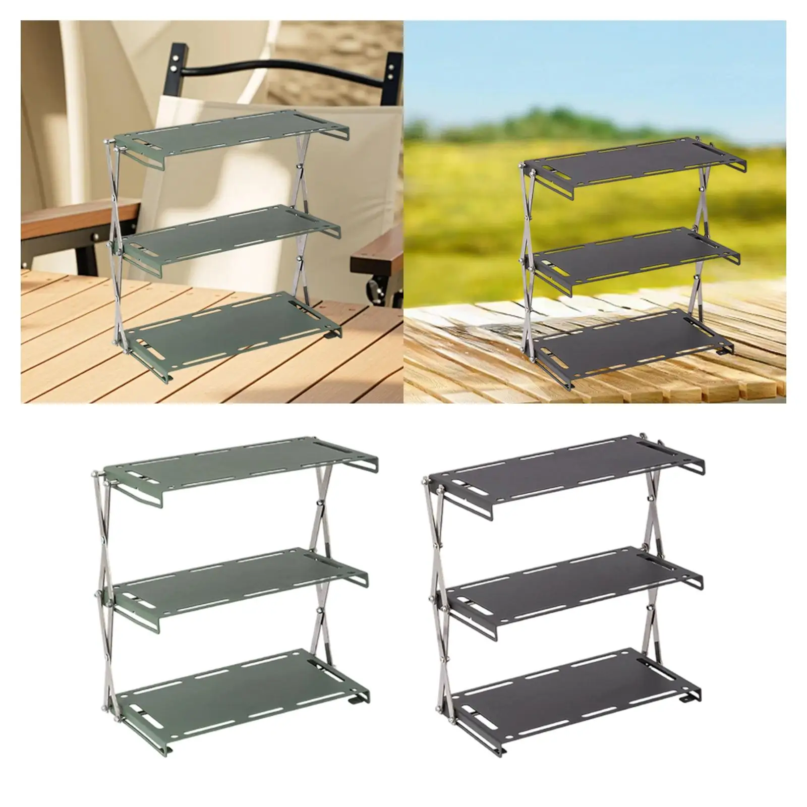 أرفف تخزين قابلة للطي، رف عرض متعدد الطبقات للمنزل الداخلي والخارجي