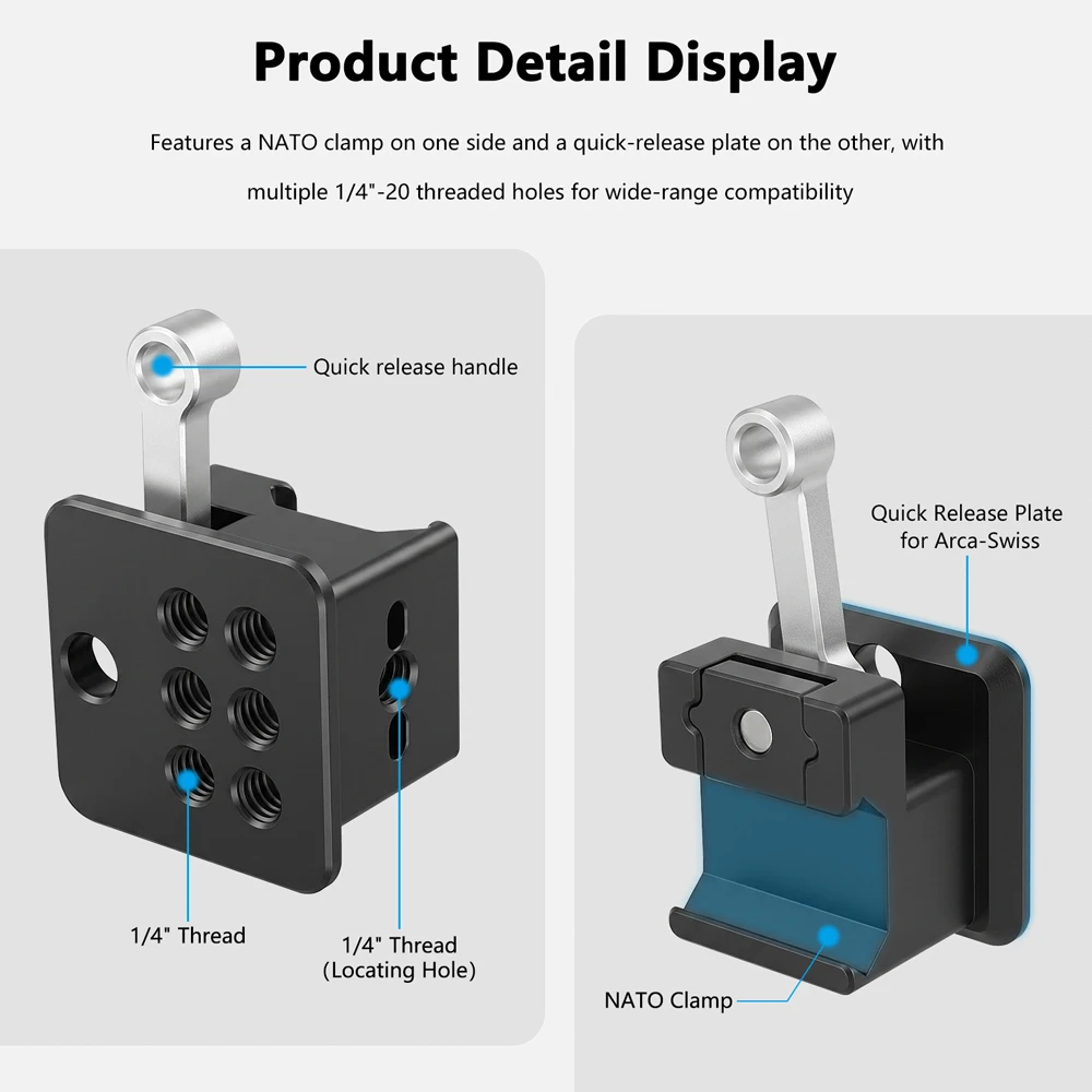 CAMVATE NATO Clamp to Arca-Swiss Quick Release Plate built-in NATO Clamp for DJI RS 2/RSC 2/RS 3/RS 3 Mini Camera Cage