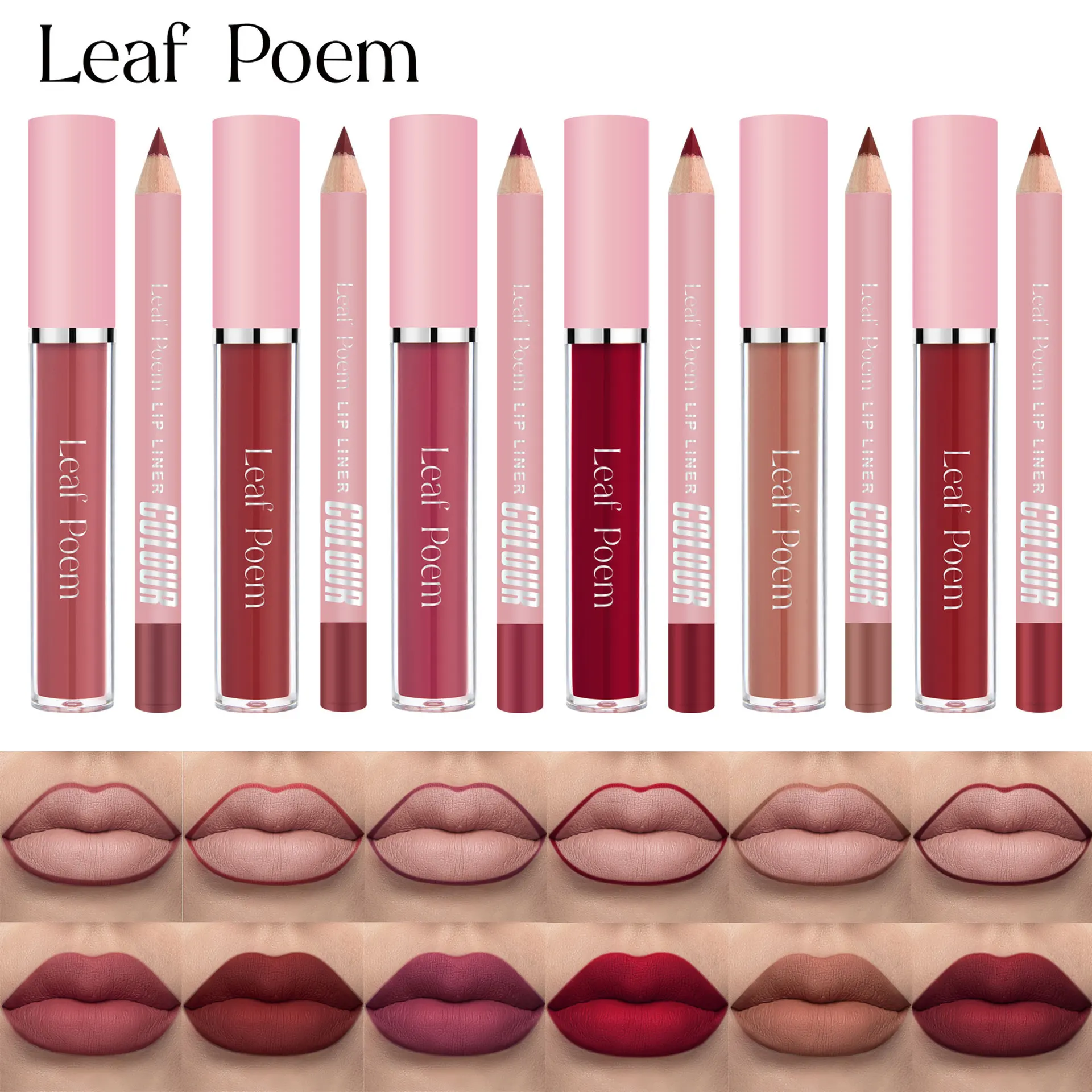 Trendy Waterproof Matte Finish Lip Set with Lip Liner 2-Piece Non-Sticky Long Wear for Special Events No Staining Professional