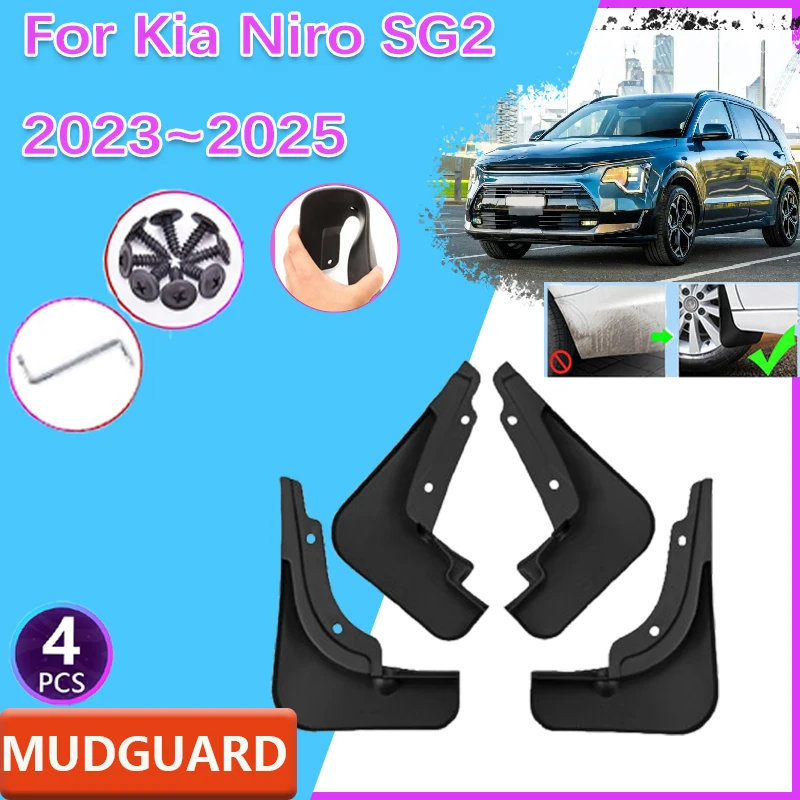 

Автомобильные брызговики, подходят для Kia Niro SG2 MK2 EV HEV PHEV, аксессуары 2023 ~ 2025, 4 шт., защитные чехлы на колеса, брызговики для колес, брызговики