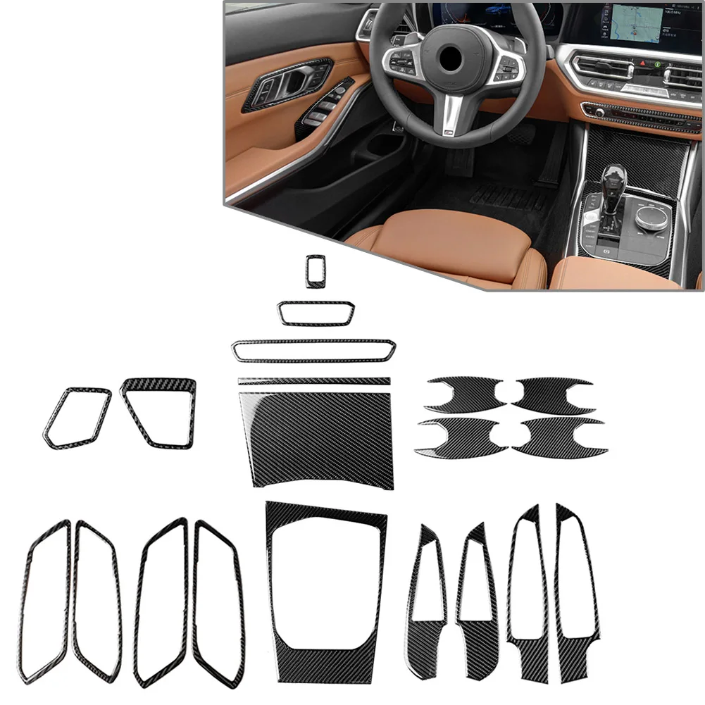 

20Pcs Carbon Fiber Car Full Set Interior Decoration Cover Trim Sticker For BMW 3 Series G20 2019-2020 LHD Only