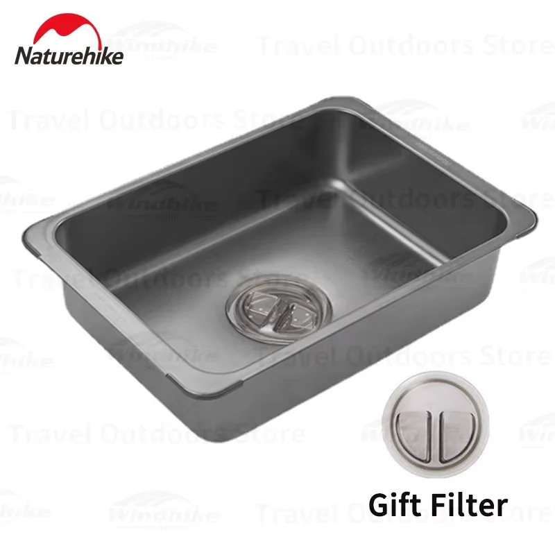 Naturehike Washing Sink Stainless Steel Outdoor Cookware Basin Camping Washbasin Multi Tool Kitchen Camp Accessories Supplies