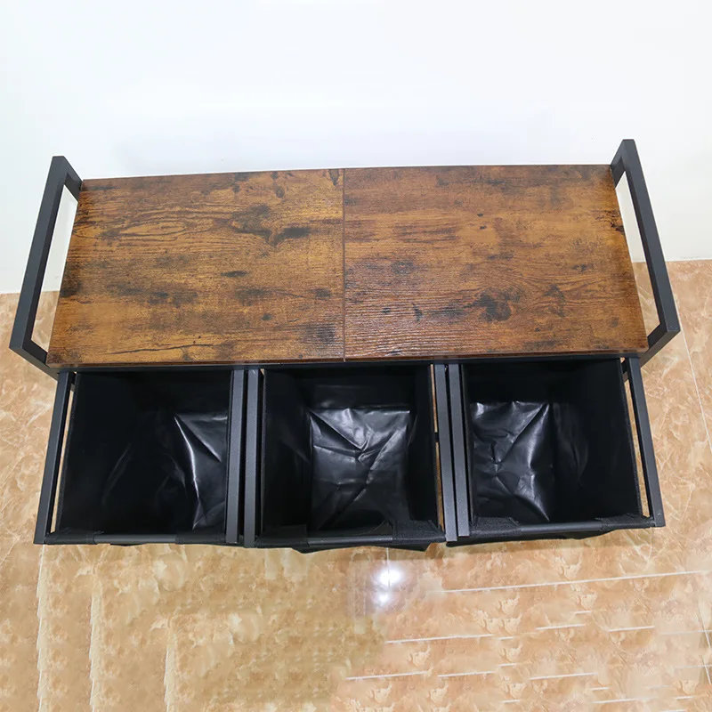 

Indoor furniture board rack, kitchen storage rack, multi-functional bathroom, bedroom three-grid laundry basket