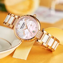 Reef Tiger/RT Brand Luxury Rose Gold Women Watch Diamond Polaris Dial Automatic Bracelet Watches New Love Galaxy RGA1592