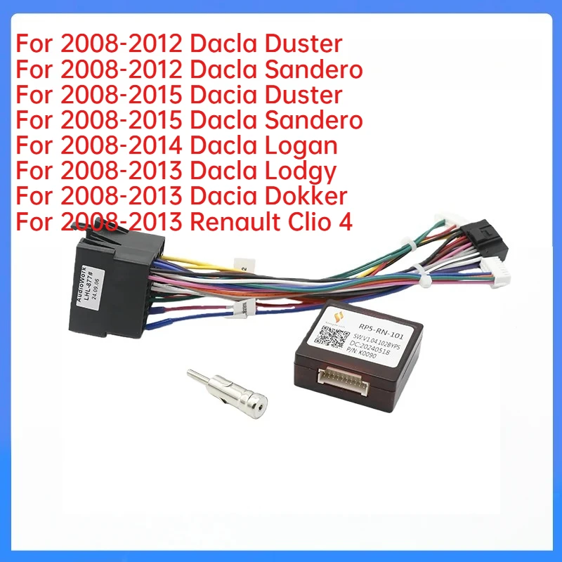Car 16pin Wiring Harness Adapter Canbus Box Decoder Radio Power Cable For Renault Logan Sandero Duster Symbol RP5-RN-101