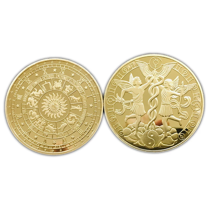 Personally owned destiny Astrolabe Commemorative coins Twelve Constellations Lucky Coin Gold Plated Metal Craft Gift