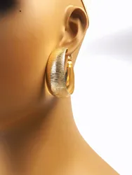 Funky and Bold C-shaped Herringbone Design Hoop Earrings for Women