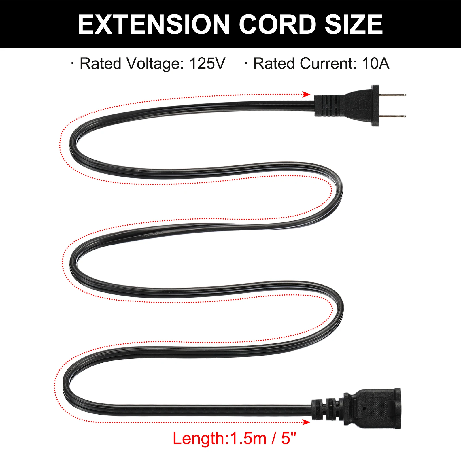 2/3 قطعة 1.5 متر SPT-2 18AWG ETL مدرج داخلي خارجي تمديد الحبل 2 الشق سلك الطاقة أنثى/ذكر التوصيل منخفض المستوى لمحبي المصباح التلفزيون