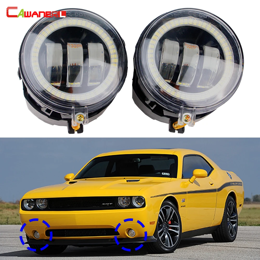 2 X 30W 6000LM Car LED Fog Light Angel Eye DRL Daytime Running Lamp 12V For Dodge Challenger SRT-8 Model 2011 2012 2013 2014