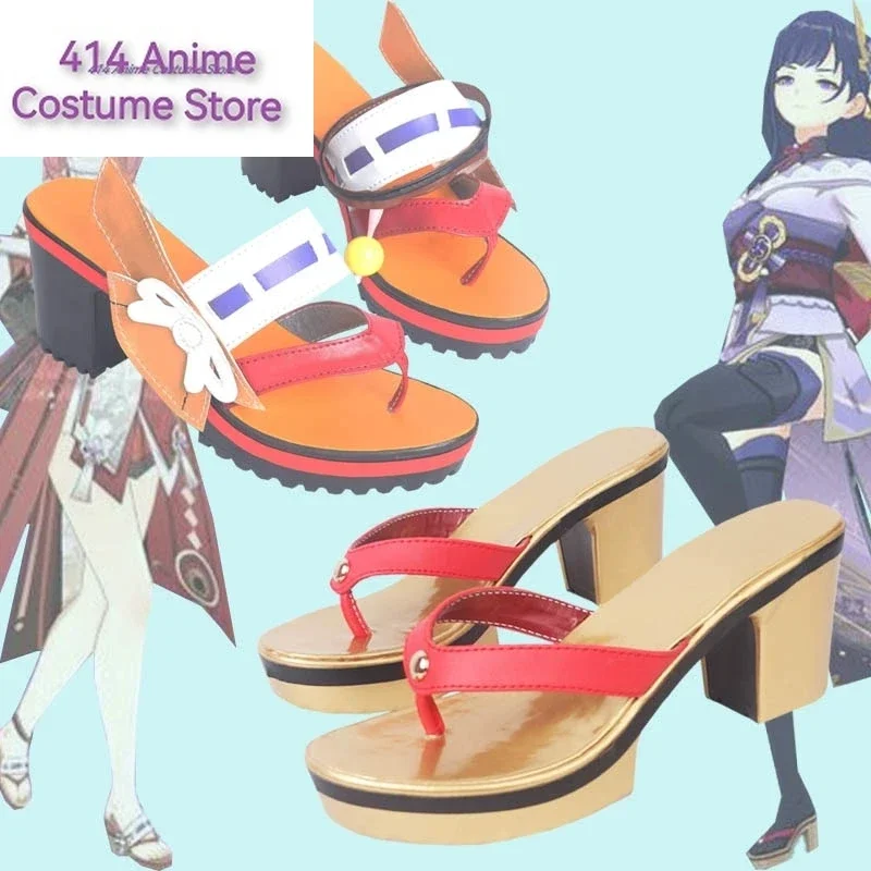 

New Game Genshin Impact Cosplay Shoes Bots Raiden Shogun Baal Yae Miko Made Halloween Custom