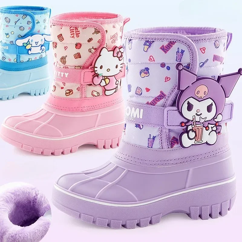 Sanrio Hello Kitty Anime Kawaiii Mode Pluche Snowboots Leuke My Melody Cinnamoroll Waterdichte Warme Schoenen Cadeau voor Kind verjaardag