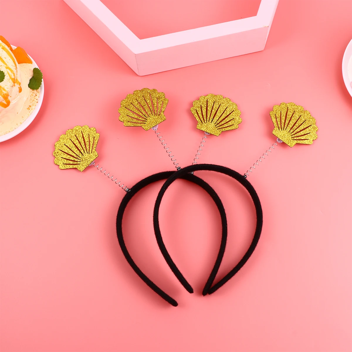 

3Pcs Glitter Shell Hair Bands Stylish Hair Hoops Comfortable Lightweight Headdress Party Supplies Birthday Cosplay Accessories