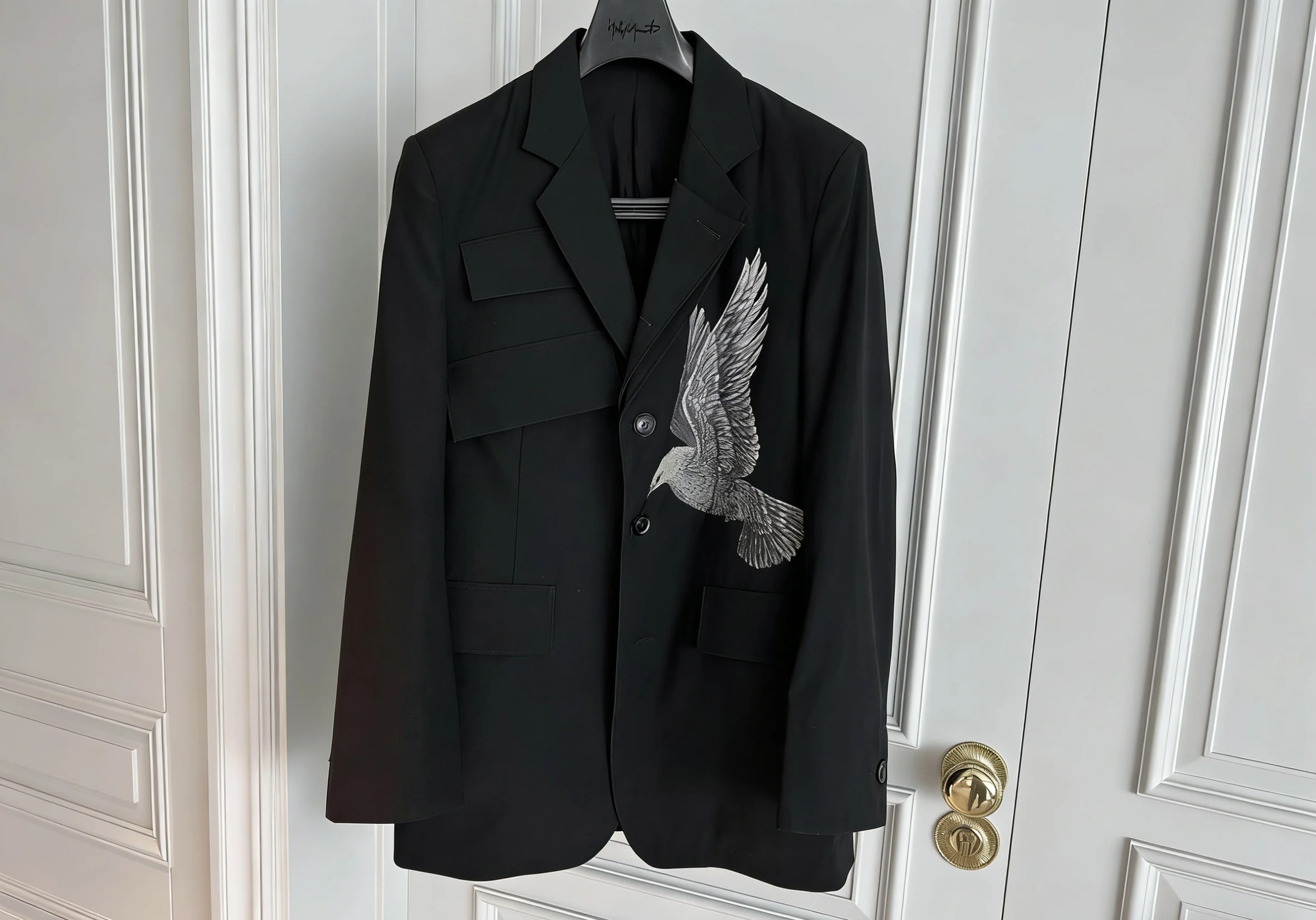 TOP-YAMAMOTO's original design of a black casual jacket made of dove wool suit
