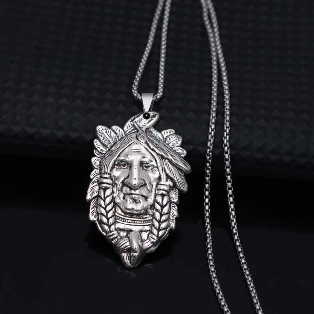 New trendy zinc alloy chief head pendant necklace - versatile and elegant women's sweater chain accessory, suitable for both men