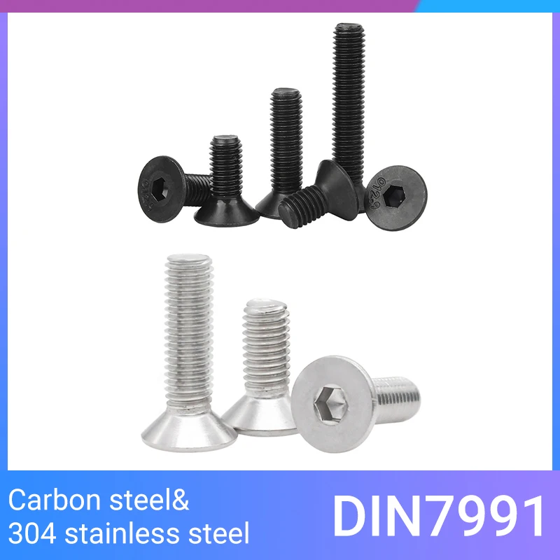 M2 M2.5 M3 M4 M5 Hexagon Hex Socket Head Flat Countersunk Allen Bolt Screw 304 A2 Stainless Steel Black grade 10.9